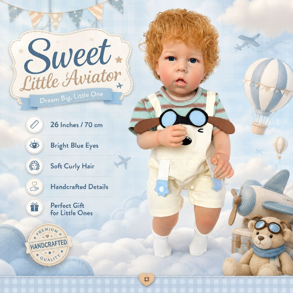 Charlie – Reborn Baby Boy Doll 26" Open Eyes Blonde Curl Hair Weighted Realistic Lifelike Toddler Gift for Kids & Collectors [Ships Within 48 Hours]