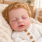 Eliot – Realistic Body Silicone Reborn Baby Boy Doll 18" Sleeping Rooted Blonde Hair Gift for Kids & Collectors [Ships Within 48 Hours]