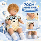 Charlie – Reborn Baby Boy Doll 26" Open Eyes Blonde Curl Hair Weighted Realistic Lifelike Toddler Gift for Kids & Collectors [Ships Within 48 Hours]