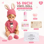 Lily – Reborn Baby Girl Doll 18" Open Eyes Blue Eyes Brown Hair Weighted Realistic Lifelike Gift [Ships Within 48 Hours]