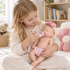 Teddy – Full Body Solid Silicone Reborn Baby Doll 13" Open Eyes Blue Eyes Bald Weighted Realistic Gender Neutral Newborn Collectible Gift [Ships Within 48 Hours]