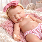 Teddy – Full Body Solid Silicone Reborn Baby Doll 13" Open Eyes Blue Eyes Bald Weighted Realistic Gender Neutral Newborn Collectible Gift [Ships Within 48 Hours]