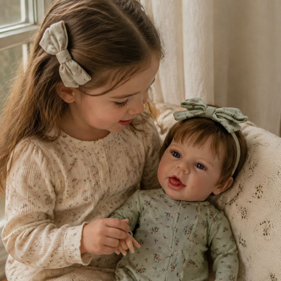 Ivy –  Reborn Baby Girl Doll 18" Open Eyes Blue Eyes Brown Hair Weighted Realistic Lifelike Gift [Ships Within 48 Hours]