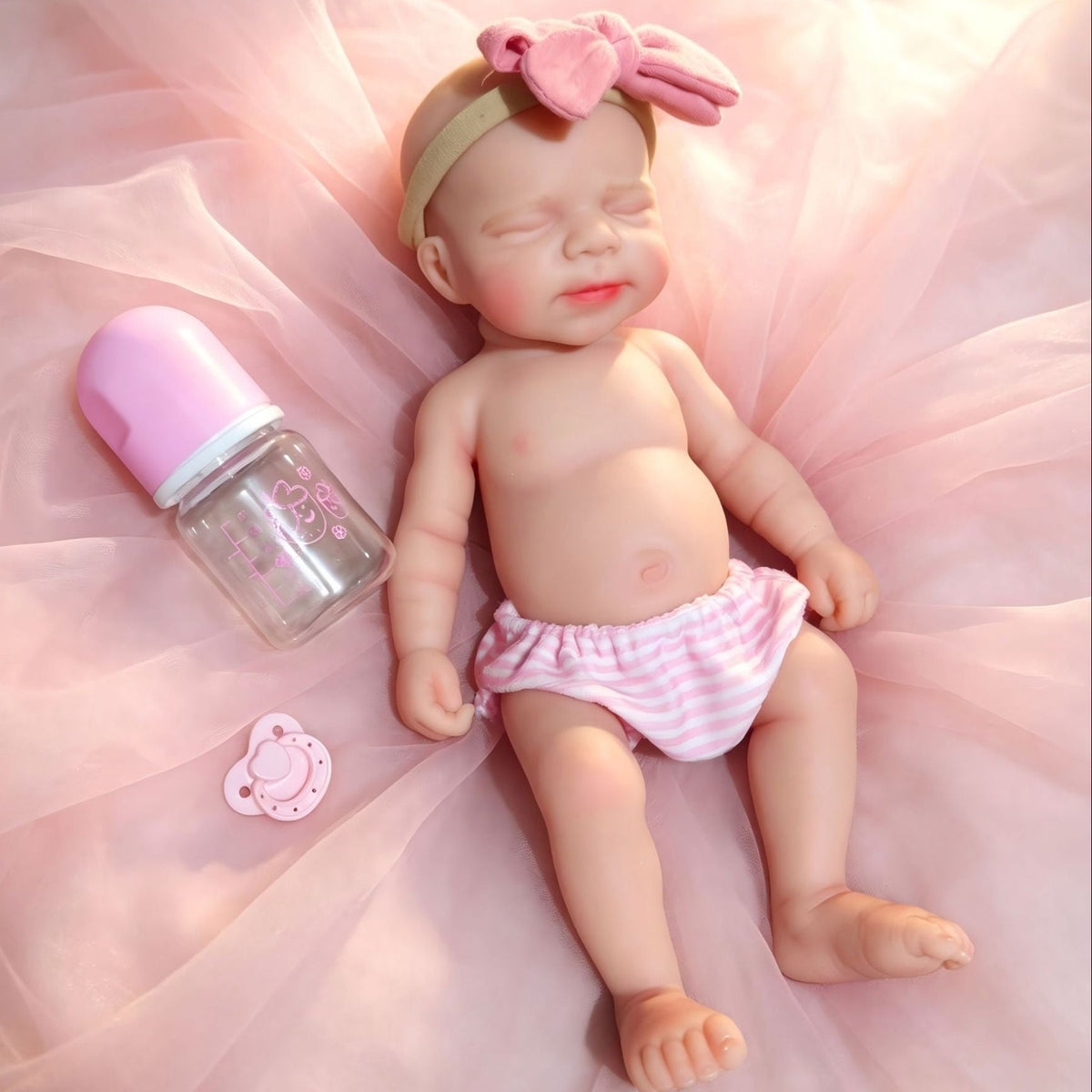 Teddy – Full Body Solid Silicone Reborn Baby Doll 13" Open Eyes Blue Eyes Bald Weighted Realistic Gender Neutral Newborn Collectible Gift [Ships Within 48 Hours]