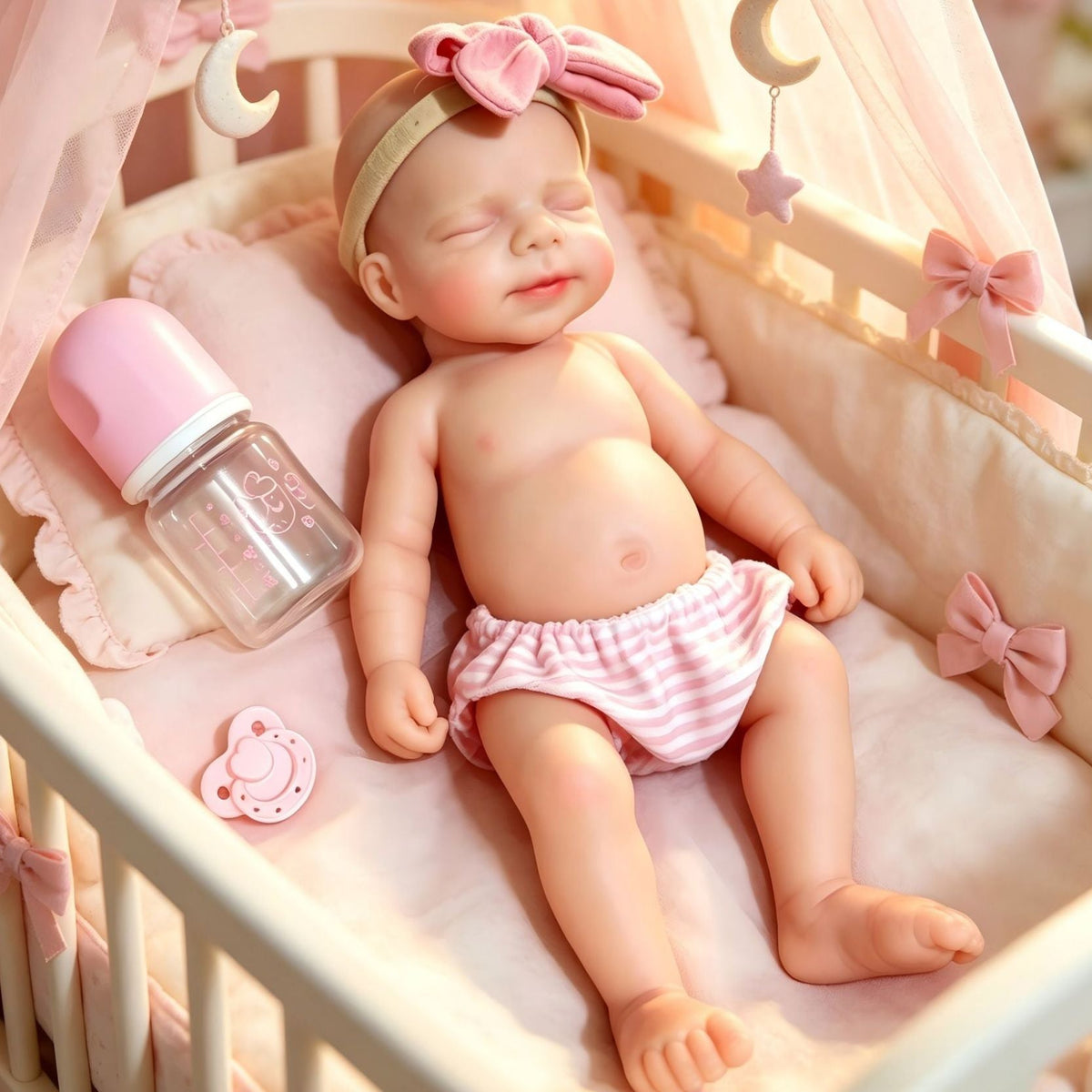 Teddy – Full Body Solid Silicone Reborn Baby Doll 13" Open Eyes Blue Eyes Bald Weighted Realistic Gender Neutral Newborn Collectible Gift [Ships Within 48 Hours]