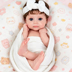Mila – Realistic Body Solid Silicone Reborn Baby Doll 16" Open Eyes Rooted Brown Hair Realistic Baby Girl for Kids / Collector Gift [Ships Within 48 Hours]