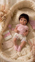 Lily – Reborn Baby Girl Doll 18" Open Eyes Blue Eyes Brown Hair Weighted Realistic Lifelike Gift [Ships Within 48 Hours]