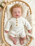 Eliot – Realistic Body Silicone Reborn Baby Boy Doll 18" Sleeping Rooted Blonde Hair Gift for Kids & Collectors [Ships Within 48 Hours]