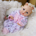 Flora – Realistic Body Silicone Reborn Baby Girl Doll 13" Open Eyes Blue Eyes Gift for Kids & Collectors [Ships Within 48 Hours]