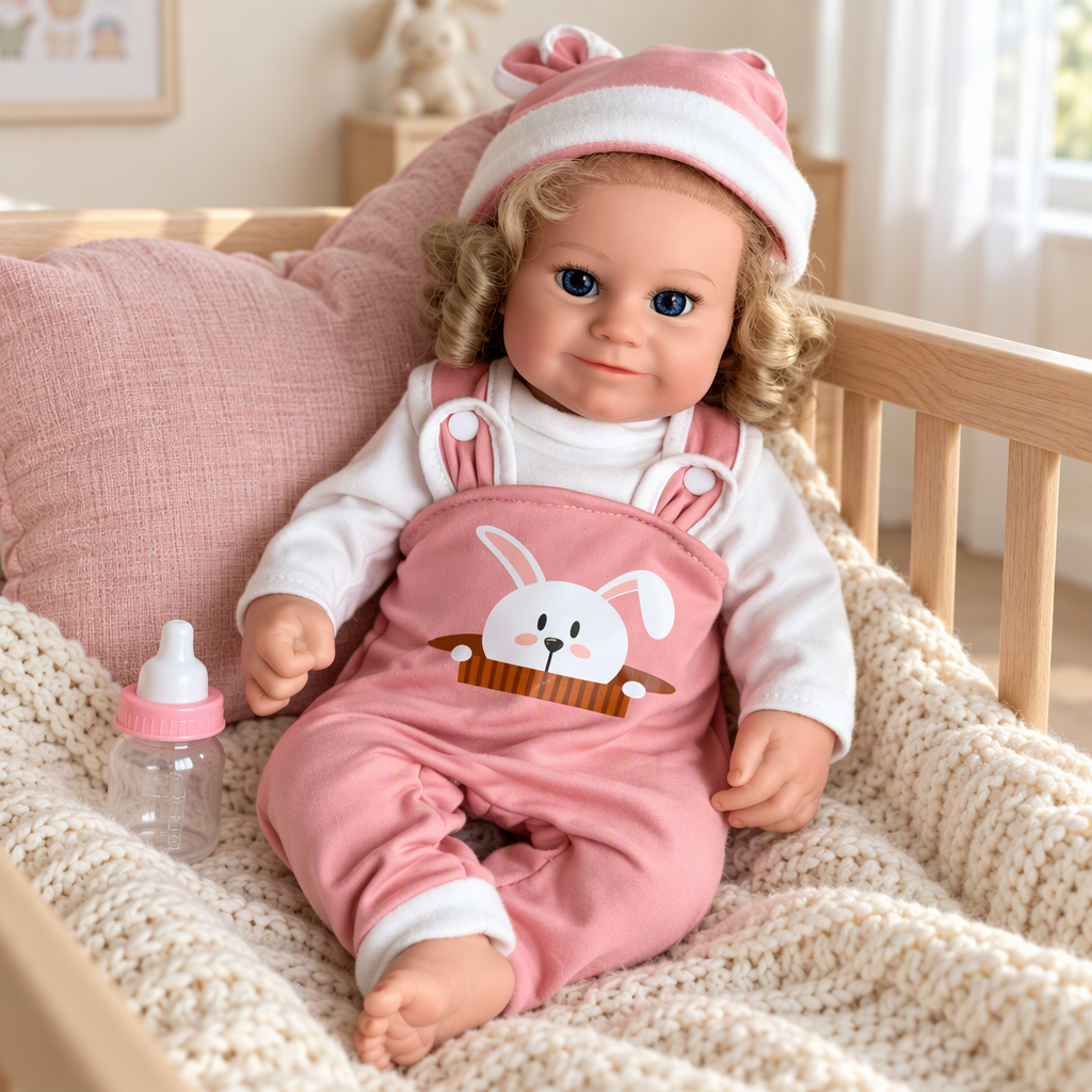 Millie – Realistic Body Silicone Reborn Baby Girl Doll 16" Open Eyes Blonde Rooted Hair Gift for Kids & Collectors [Ships Within 48 Hours]