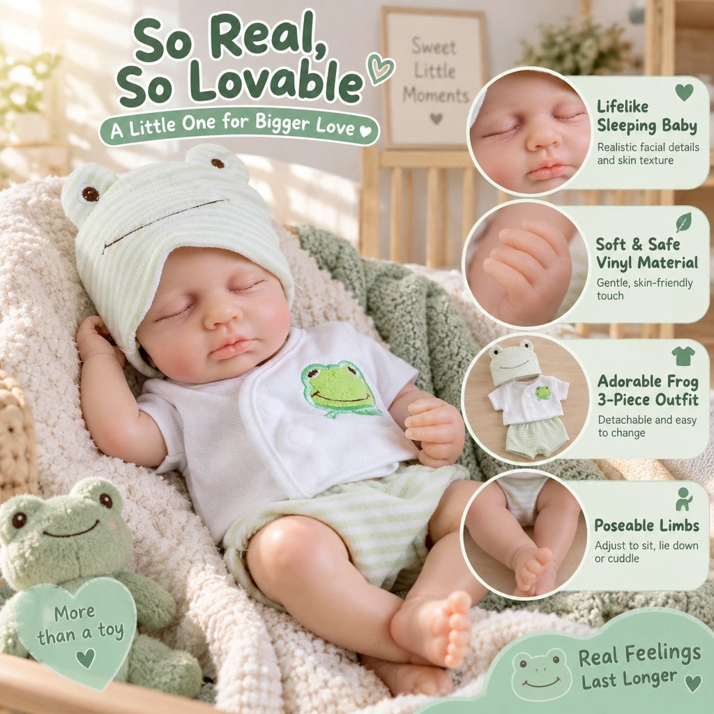Arlo 13" Realistic Silicone Sleeping Baby Little Infant Boy Best Gift for Kids [Ships Within 48 Hours]