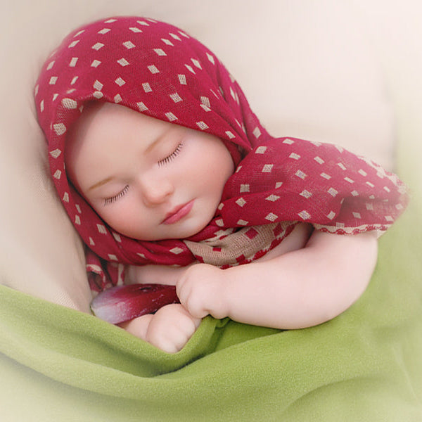Muñeca Reborn Watermelon Slumber de 39,8 cm, de silicona sólida, con forma de niña dormida