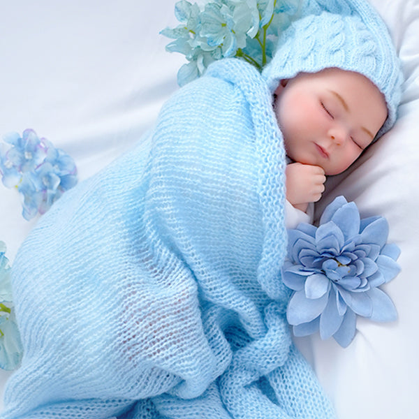 Lullaby Blue 15.7inch Full Solid Silicone Sleeping Girl Reborn Baby Doll