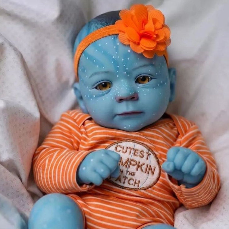 Lumi – Reborn Baby Girl Doll 19" Weighted Blue Skin Open Eyes Realistic Vinyl Limbs Collectible Gift [Ships Within 48 Hours]