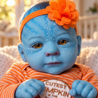 Lumi – Reborn Baby Girl Doll 19" Weighted Blue Skin Open Eyes Realistic Vinyl Limbs Collectible Gift [Ships Within 48 Hours]