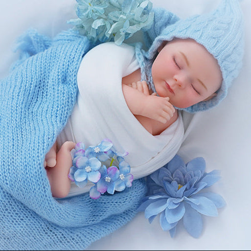 Lullaby Blue 15.7inch Full Solid Silicone Sleeping Girl Reborn Baby Doll