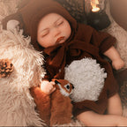 Muñeco de bebé renacido Barnaby Bear de 15,7 pulgadas, de silicona maciza, durmiendo
