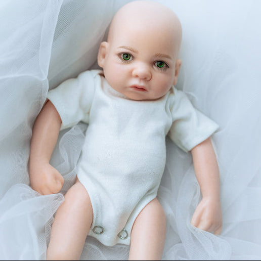 Ojos Biónicos Verdes 12" Bebé Reborn Niño de Silicona Sólida Completa con Ojos Abiertos