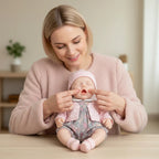 Lily Anne 12" Full Solid Silicone Open-Eye Reborn Baby Doll, Pink Floral Romper Outfit Included
