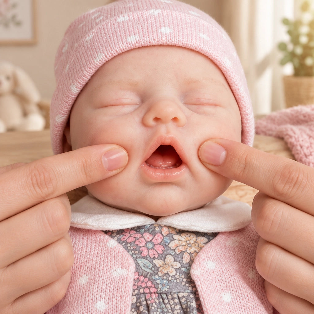 Anne 12" Full Solid Silicone Open-Eye Reborn Baby Doll, Pink Floral Romper Outfit Included [Ships Within 48 Hours]