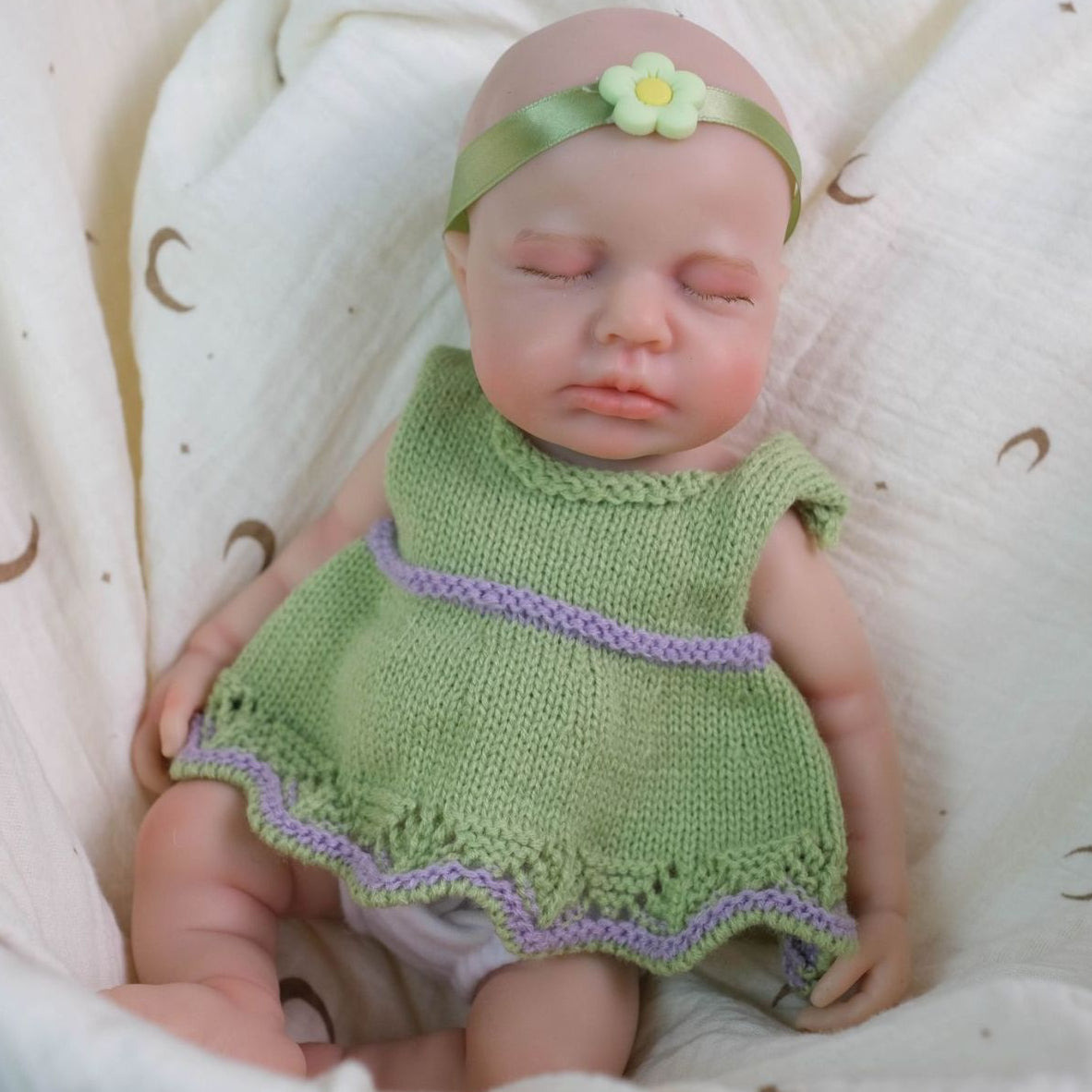 Sage – Full Body Silicone Reborn Baby Girl Doll 12" Sleeping Bald Realistic Newborn Gift Collectible [Ships Within 48 Hours]
