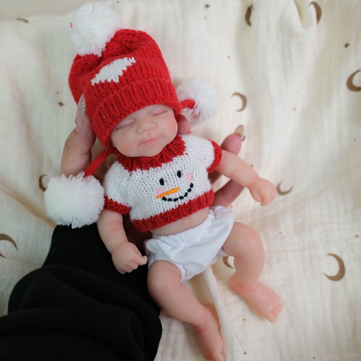 Snowball Noel 20cm Mini Full Solid Silicone Christmas Reborn Baby Doll