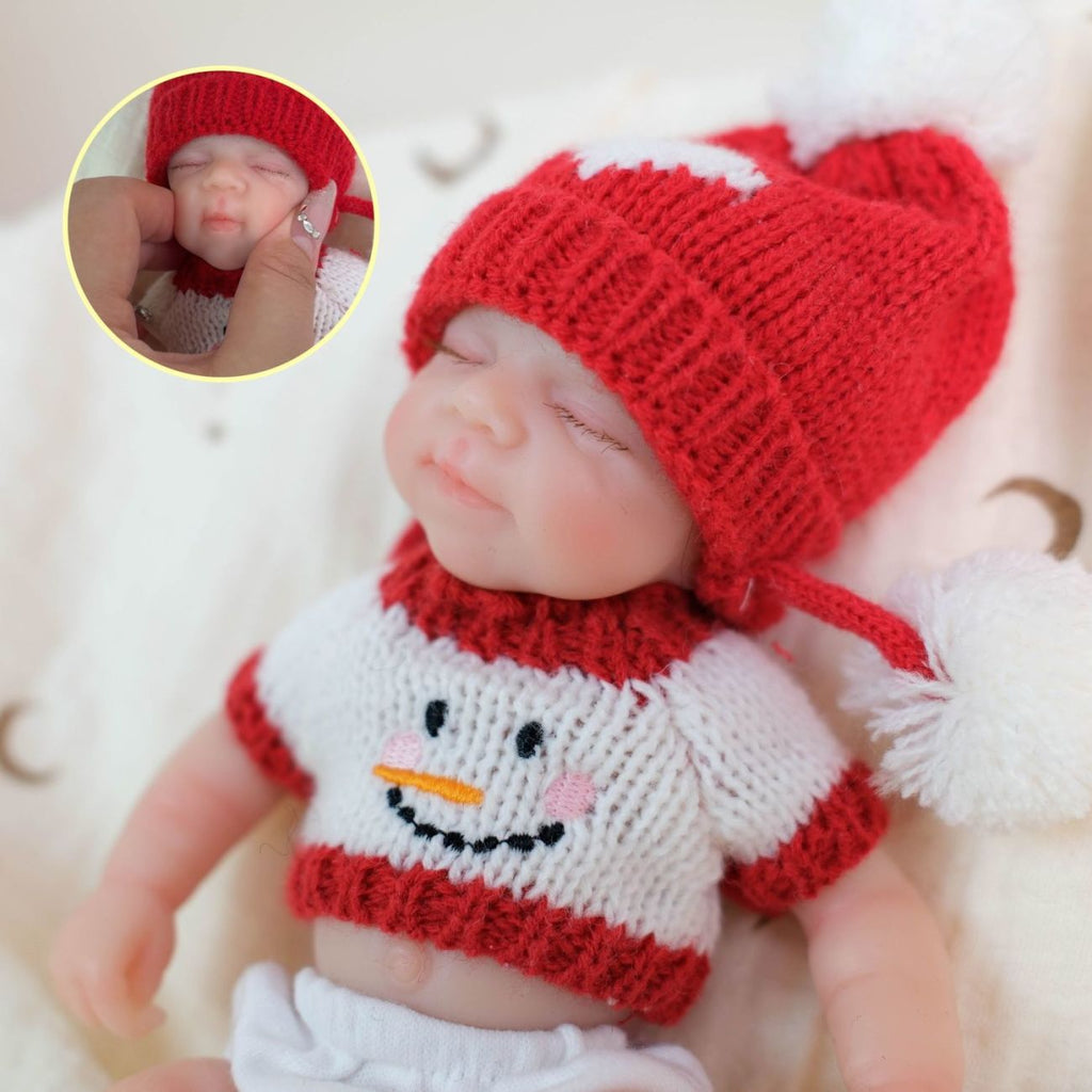 Muñeco bebé Noel Reborn de silicona sólida completa de 20 cm, mini muñeca de Navidad, "Bola de Nieve".
