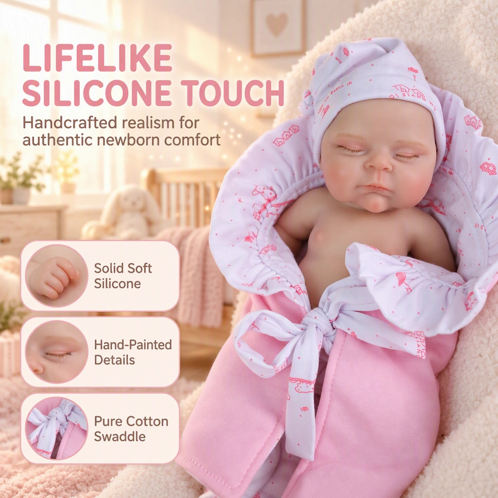 Milo – Full Body Silicone Reborn Baby Boy Doll 12" Sleeping Weighted Realistic Newborn Gender Neutral Gift Collectible [Ships Within 48 Hours]