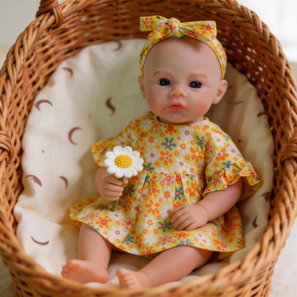 Muñeca Reborn de Silicona Sólida Lila Mae de 30 cm ✨ Lavable, Extremidades Estirables, Piel Realista