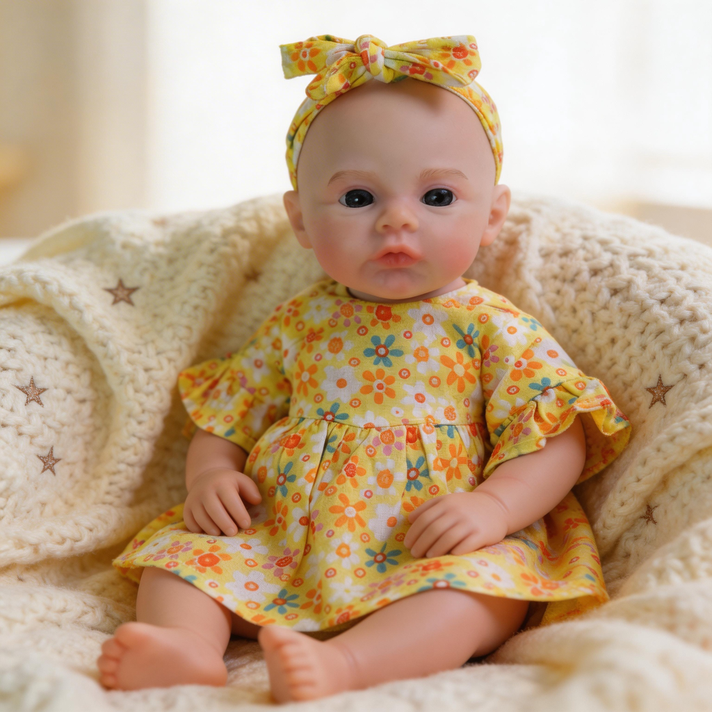 Muñeca Reborn de Silicona Sólida Lila Mae de 30 cm ✨ Lavable, Extremidades Estirables, Piel Realista