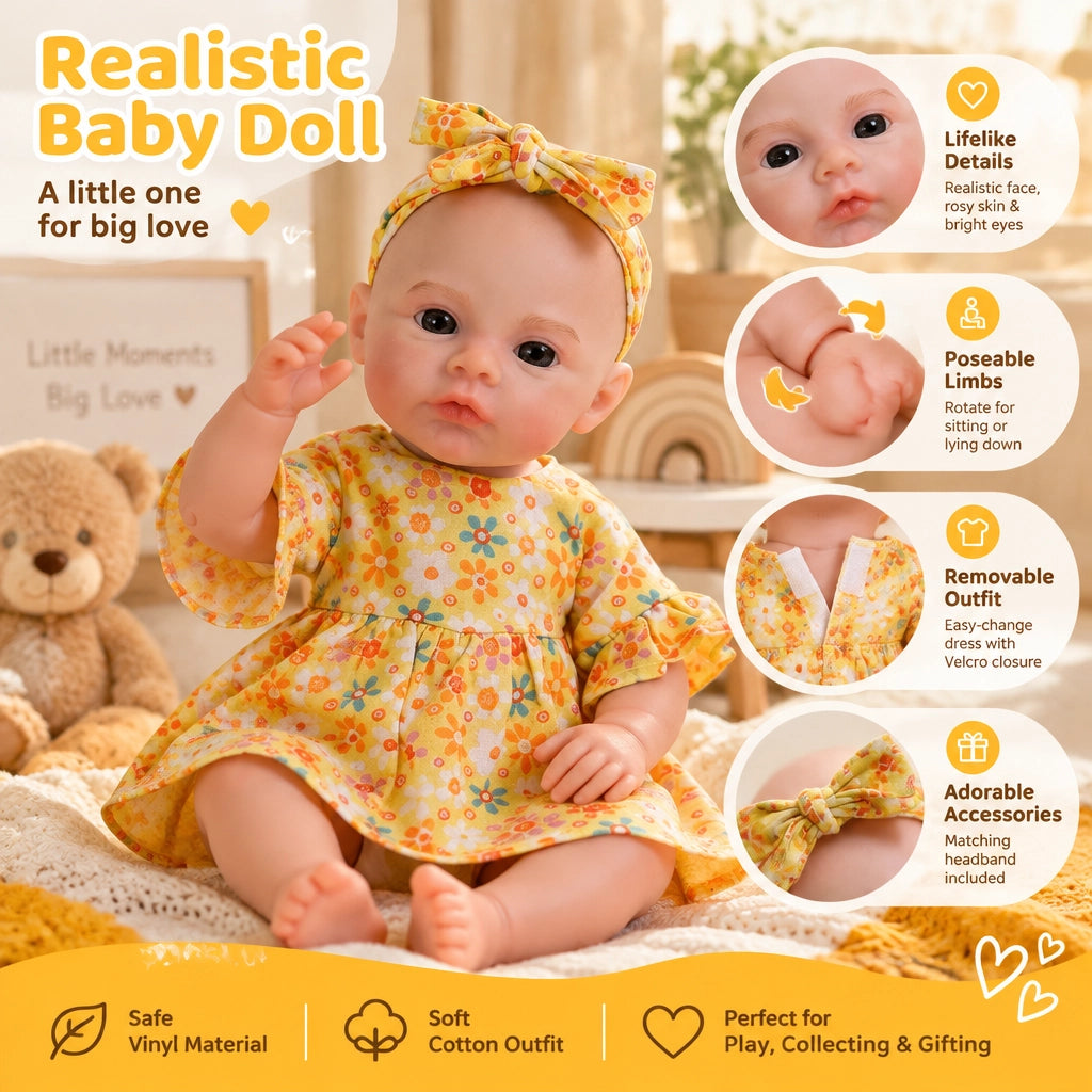 Lila Mae 12" Full Solid Silicone Reborn Baby Doll [Ships Within 48 Hours]