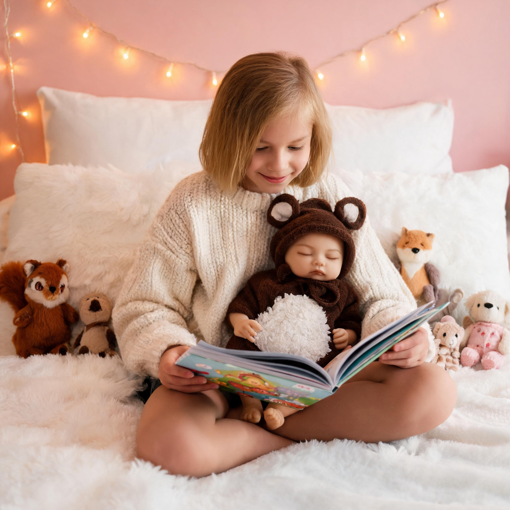 Muñeco de bebé renacido Barnaby Bear de 15,7 pulgadas, de silicona maciza, durmiendo