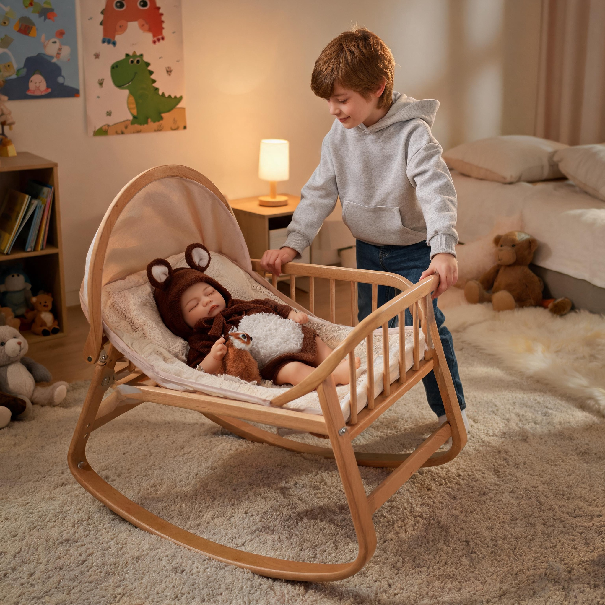 Muñeco de bebé renacido Barnaby Bear de 15,7 pulgadas, de silicona maciza, durmiendo