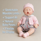 Lily Anne 12" Full Solid Silicone Open-Eye Reborn Baby Doll, Pink Floral Romper Outfit Included
