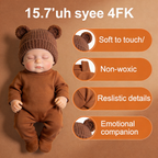 Muñeco de bebé renacido Barnaby Bear de 15,7 pulgadas, de silicona maciza, durmiendo