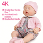 Lily Anne 12" Full Solid Silicone Open-Eye Reborn Baby Doll, Pink Floral Romper Outfit Included