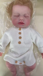 Eliot – Realistic Body Silicone Reborn Baby Boy Doll 18" Sleeping Rooted Blonde Hair Gift for Kids & Collectors [Ships Within 48 Hours]