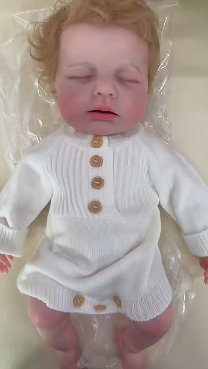 Eliot – Realistic Body Silicone Reborn Baby Boy Doll 18" Sleeping Rooted Blonde Hair Gift for Kids & Collectors [Ships Within 48 Hours]