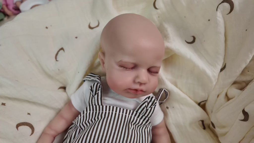 Ollie – Full Body Silicone Reborn Baby Doll 12" Sleeping Bald Realistic Newborn for Gift Collectible [Ships Within 48 Hours]