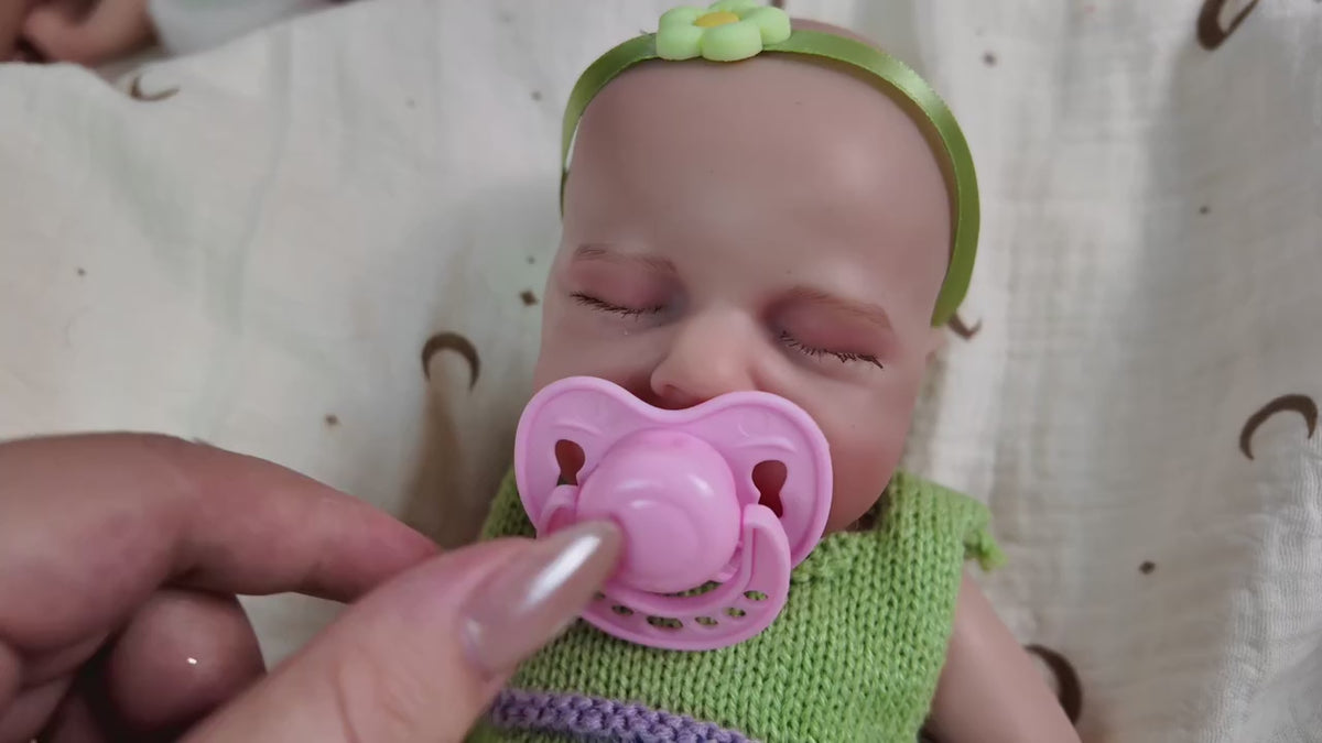 Sage – Full Body Silicone Reborn Baby Girl Doll 12" Sleeping Bald Realistic Newborn Gift Collectible [Ships Within 48 Hours]