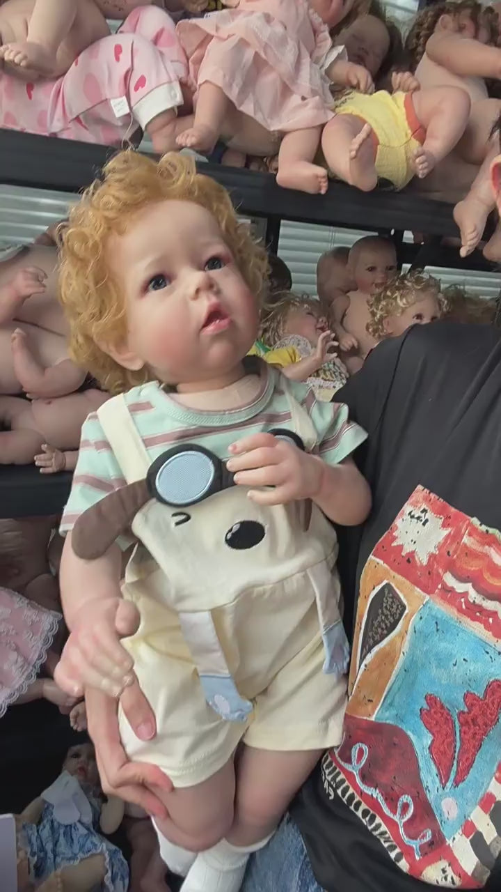 Charlie – Reborn Baby Boy Doll 26" Open Eyes Blonde Curl Hair Weighted Realistic Lifelike Toddler Gift for Kids & Collectors [Ships Within 48 Hours]